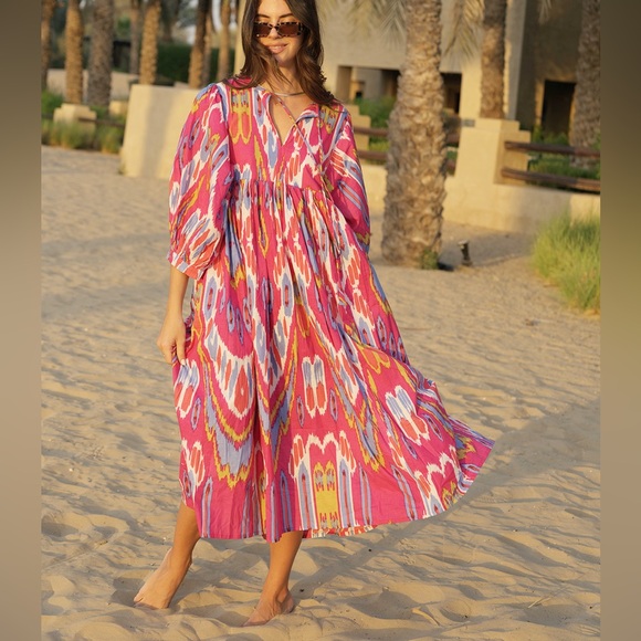 House of Sundar Liana Midi Dress - Hibiscus Size Medium - Picture 4 of 7